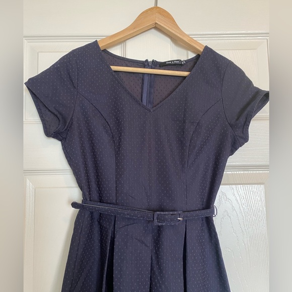 Doe & Rae Navy Blue Fit & Flare Dress - size XS - Picture 2 of 12